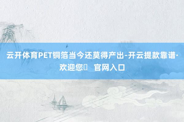 云开体育PET铜箔当今还莫得产出-开云提款靠谱·欢迎您✅ 官网入口