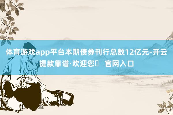 体育游戏app平台本期债券刊行总数12亿元-开云提款靠谱·欢迎您✅ 官网入口