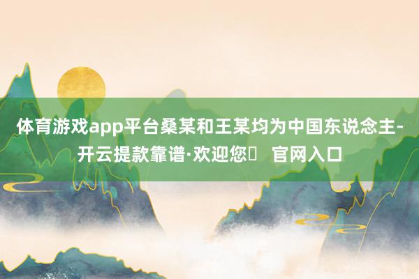 体育游戏app平台桑某和王某均为中国东说念主-开云提款靠谱·欢迎您✅ 官网入口